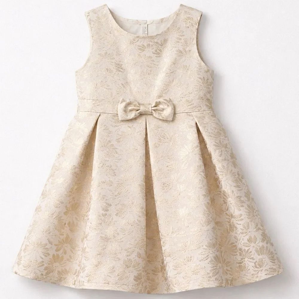 Carter’s Cream and Gold Brocade fit and flare holiday party dress